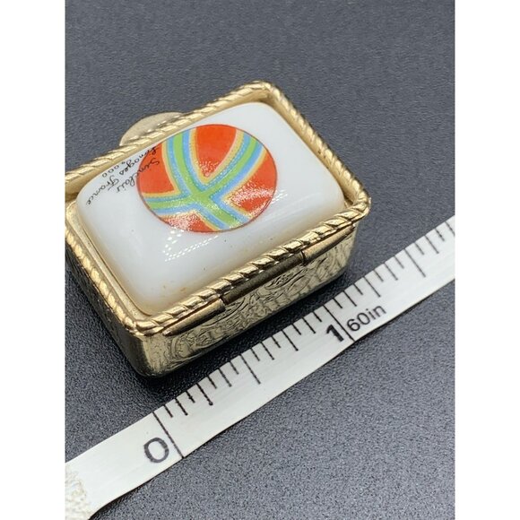 Limoge France Pill Box Sinclair Signed Hand Painted Collectible Trinket Box Gold - Picture 7 of 7